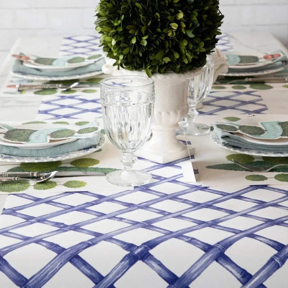 Hester & Cook Blue Bamboo Paper Table Runner, 25 Feet